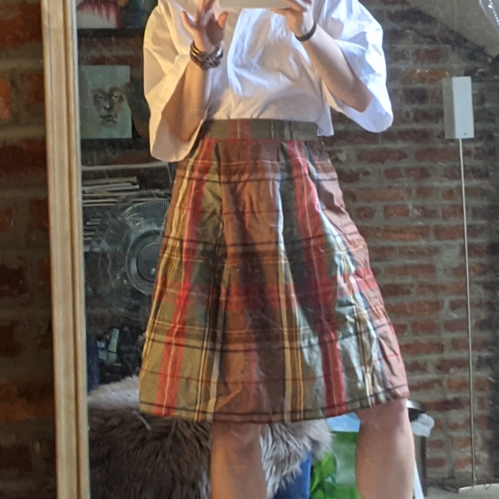 Vintage Petite Plaid Pleated Skirt w Pocket - Picture 10 of 11